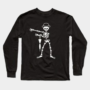 Floss flossing skeleton bowler hat England London umbrella Long Sleeve T-Shirt